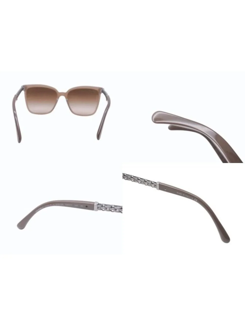 Chanel Sunglasses Chain Temple Acetate Metal Brown Silver Eyewear